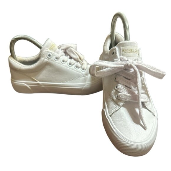 Rachel Zoe White Leather Casual Sneakers Size 7 Lace Up - Picture 1 of 8
